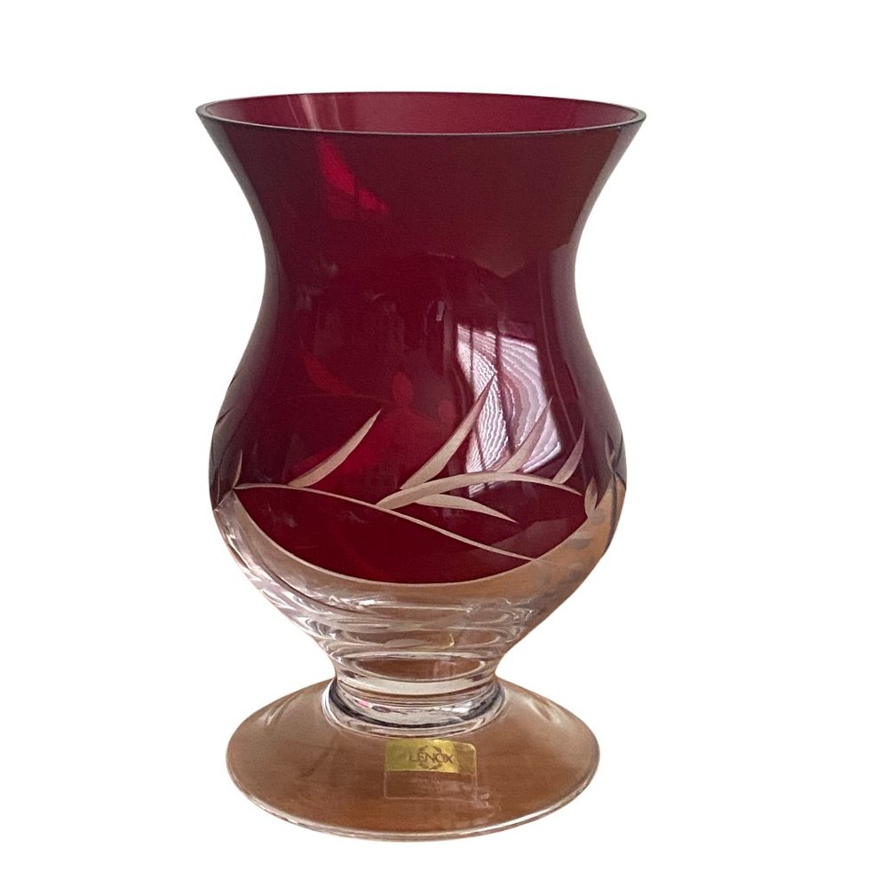 Lenox ruby red hurricane vase